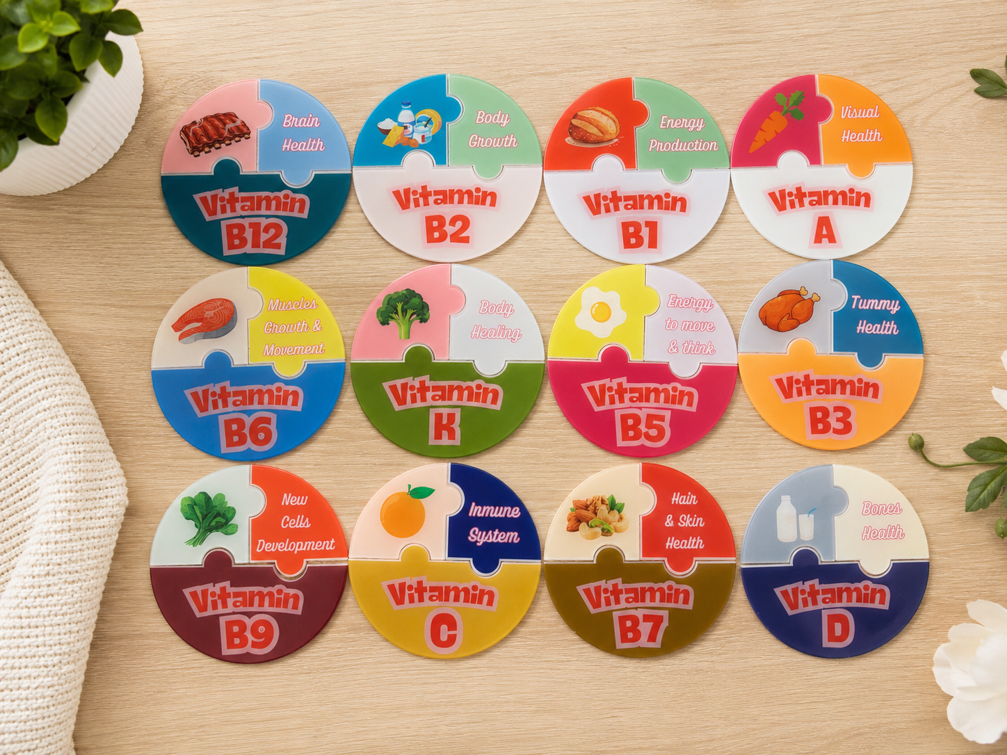 Educational Vitamin Puzzle Set – 13 Pieces