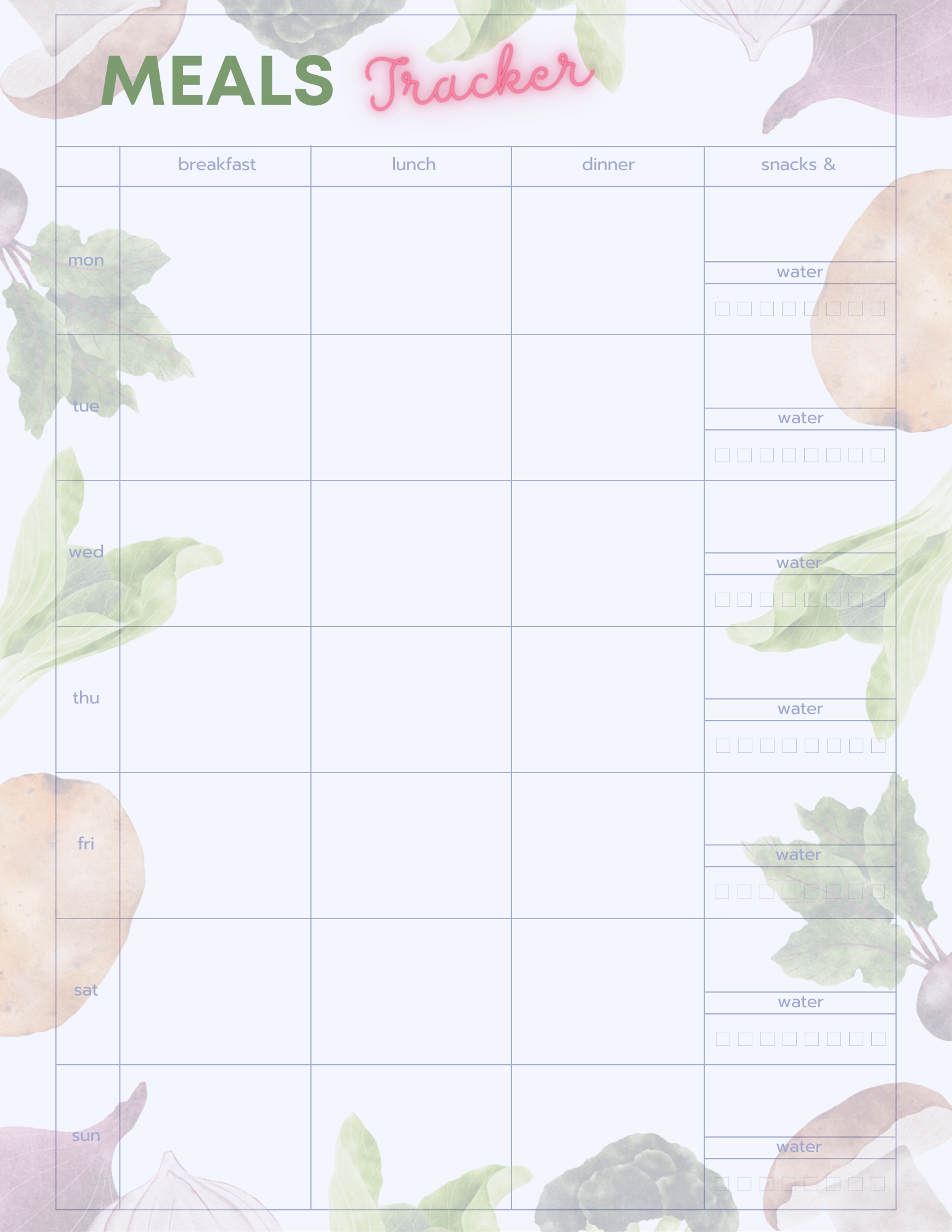 Food Tracker Forms