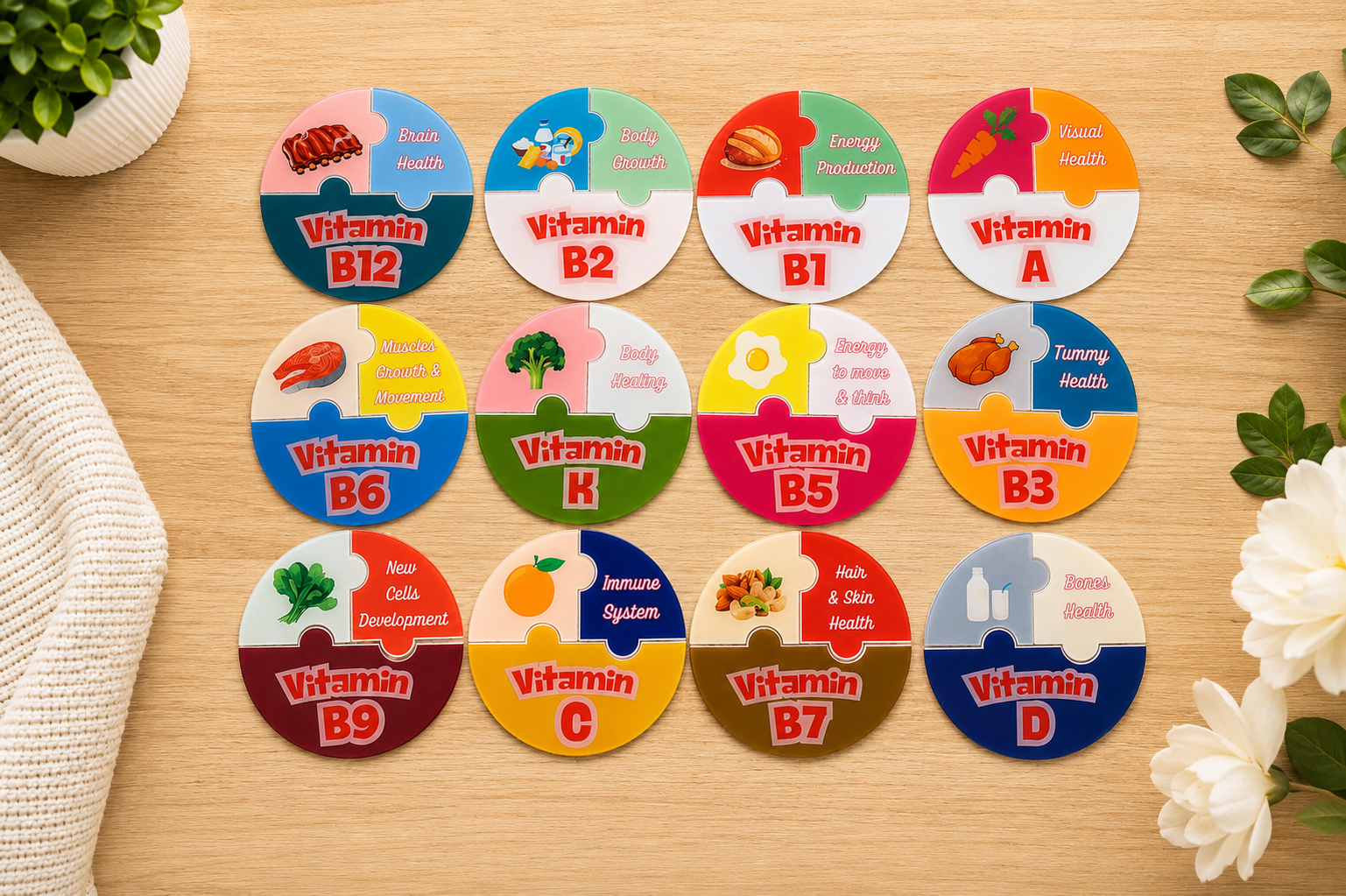 Educational Vitamin Puzzle Set – 13 Pieces